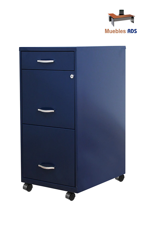 Archivero Metalico con Pedestal Azul